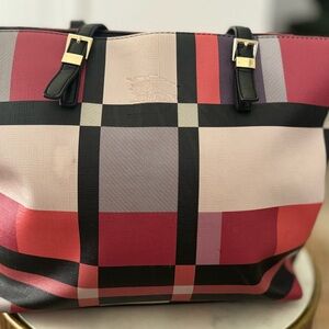 Stylish Plaid Tote Bag - Red and Black